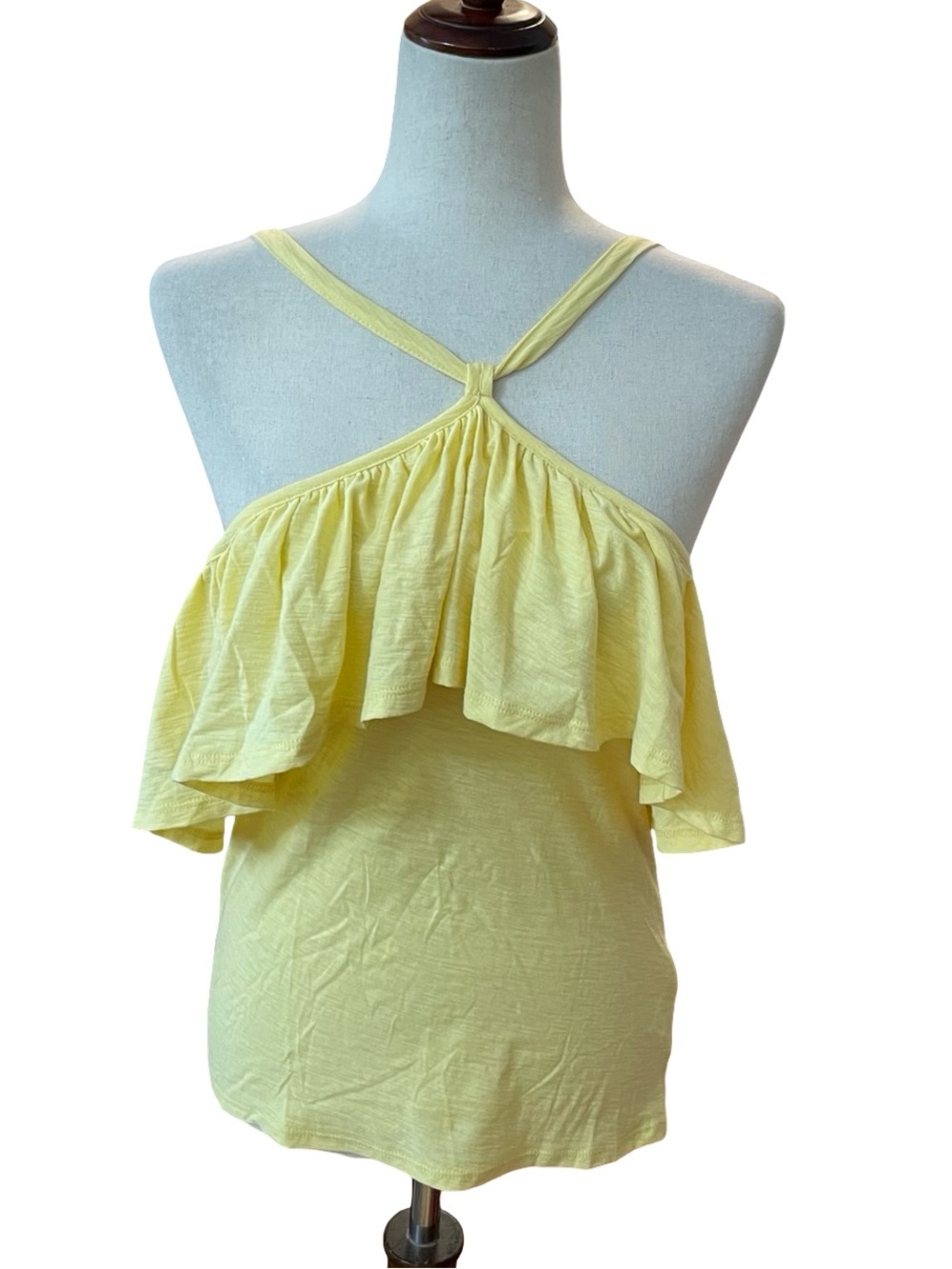 NATION LTD BUTTER YELLOW RUFFLE TANK TOP PIMA COTTON NEW WITHOUT TAGS
